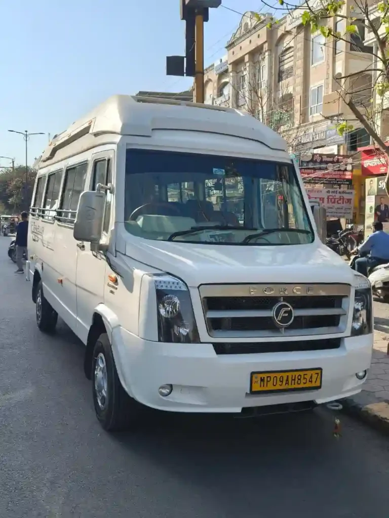 Tempo Traveller Rental in Indore with spacious seating for group travel